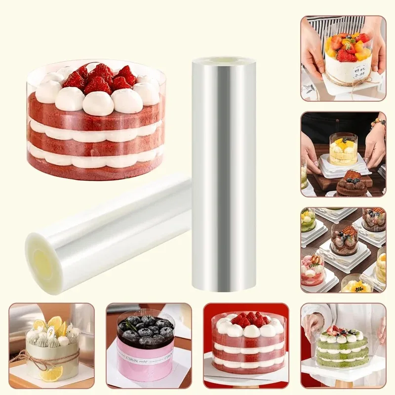 10m/1 Roll Transparent Acetic Acid Cake Surround DIY Chocolate Cake Surround Collar Kitchen Film Baking Tool Dessert Slices