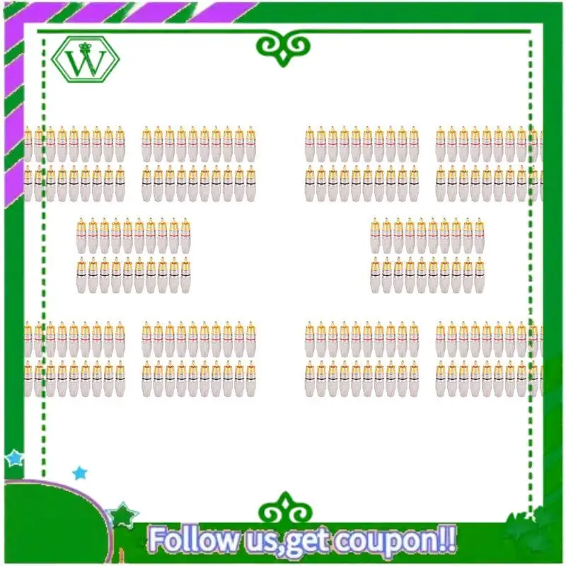 

ABIK-200 Pcs RCA Plug Audio Video Locking Cable Connector Gold Plated