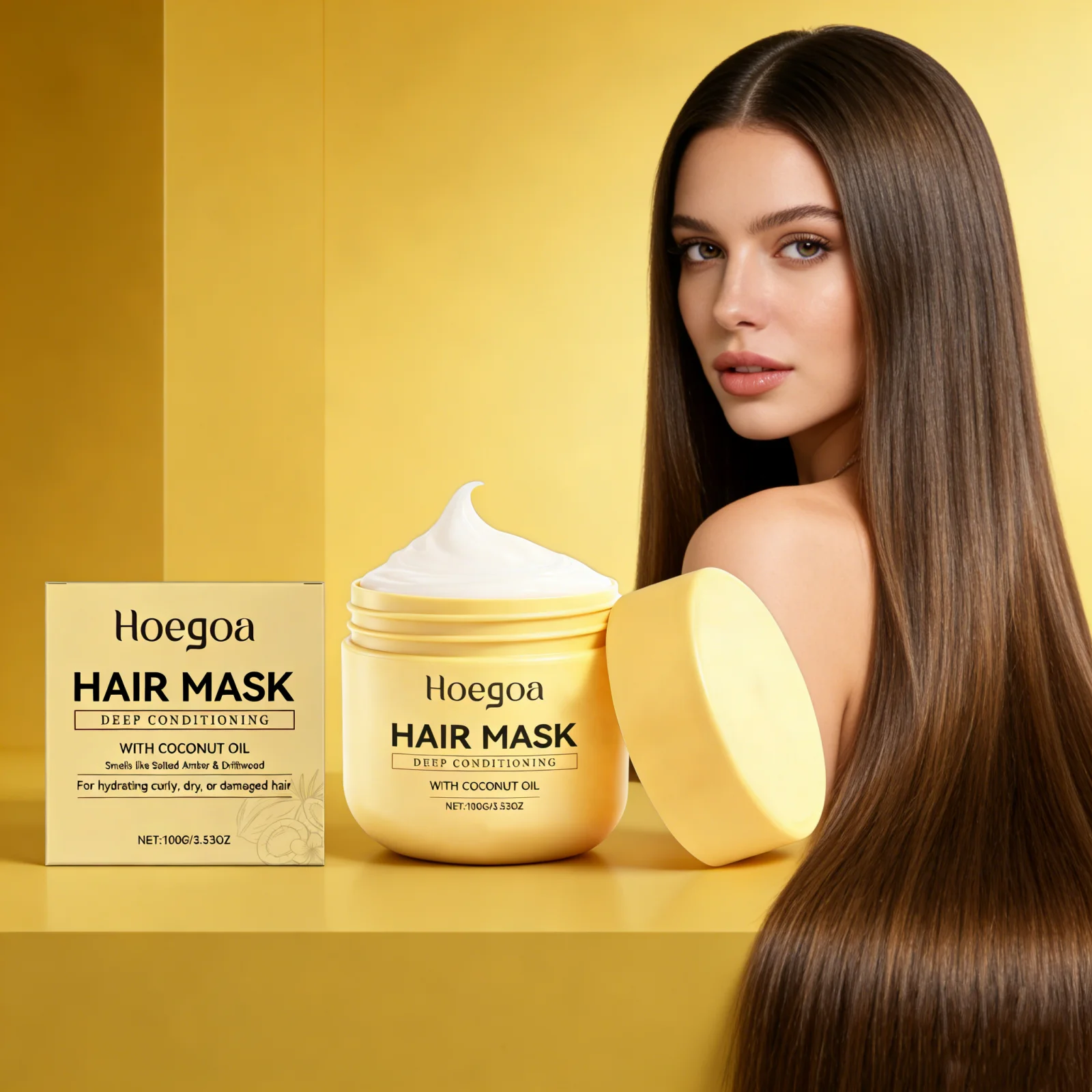 

Coconut Oil Hair Moisturizing Mask Repair Damaged Frizzy Instant Soft Smooth Suitable For All Types Nourishing Hair Repair Cream