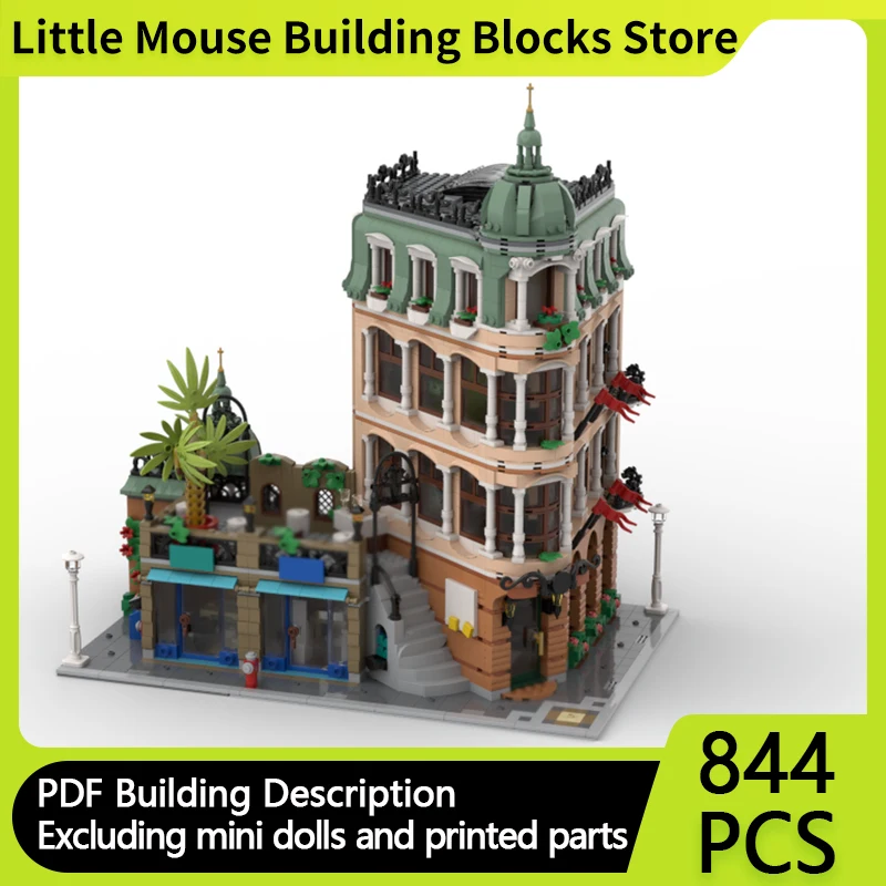 

Модель City Street View MOC, строительные кирпичи, бутик, расширение отеля, модульные технологии, подарки, праздник, сборка, детские игрушки, костюм