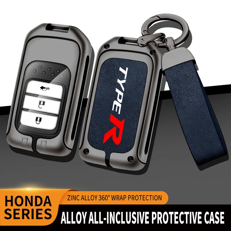 Car TPU Zinc Alloy Key Case Bag For Honda TYPE R Accord Civic HRV CRV CITY Jazz Odyssey Spirior FIT Car KeyChain Metal Key Shell