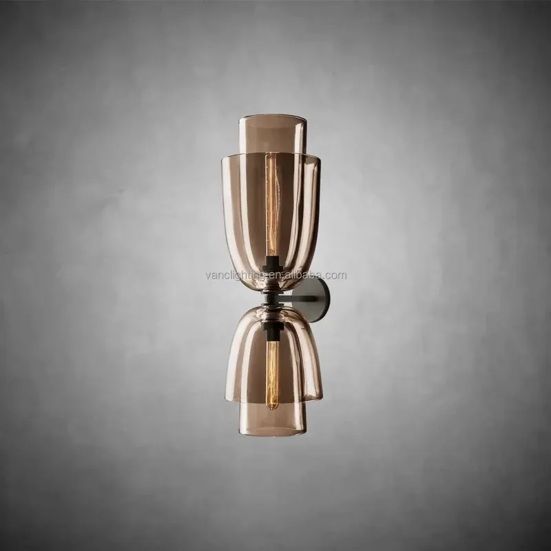 Modern American Glass Cloche Creative Steel and Brass Wall Lamp for Bedroom Bedside Living Room Corridor Lighting