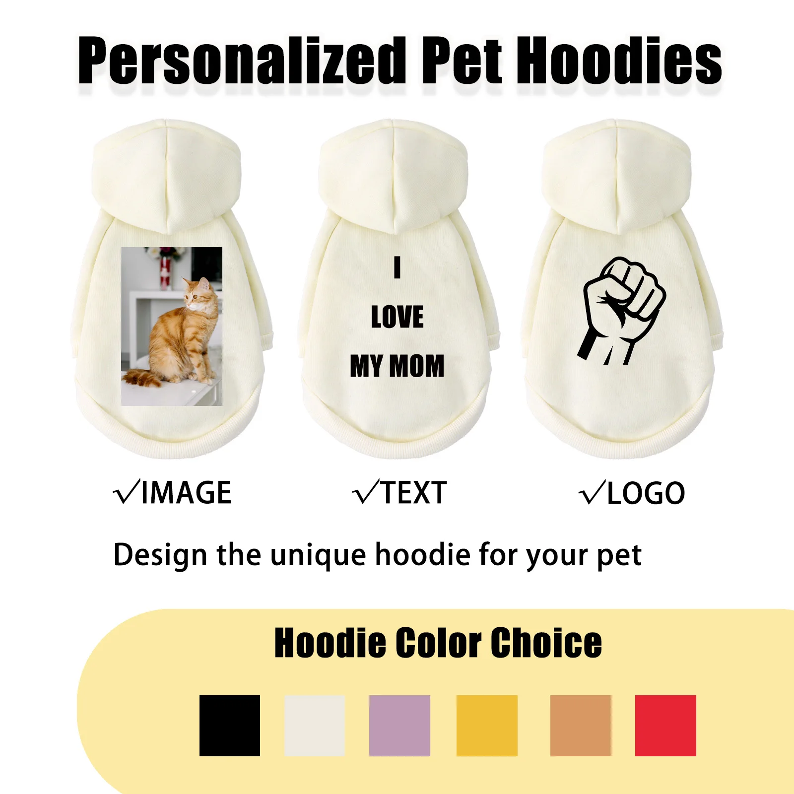 Customized Pet Hooded Sweatshirt Cats & Dogs Winter Warm Clothes Large-Sized Dog Clothing Teddy Golden Retriever All Cats