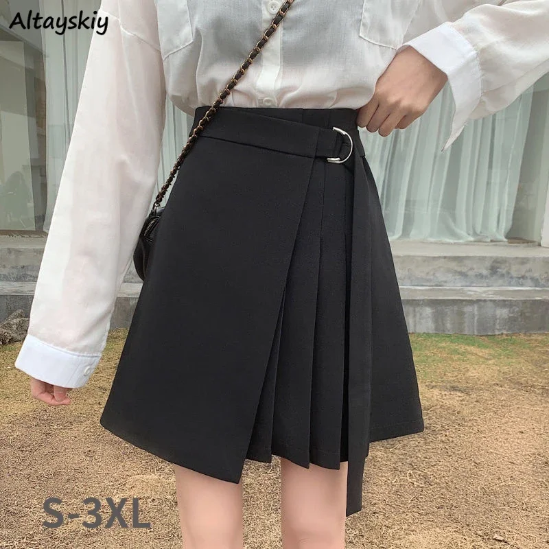Skirts Women Sashes Summer Design Preppy Mini Mujer All-match Solid Ulzzang Empire Hot Sale Leisure Streetwear Chic Ladies Ins