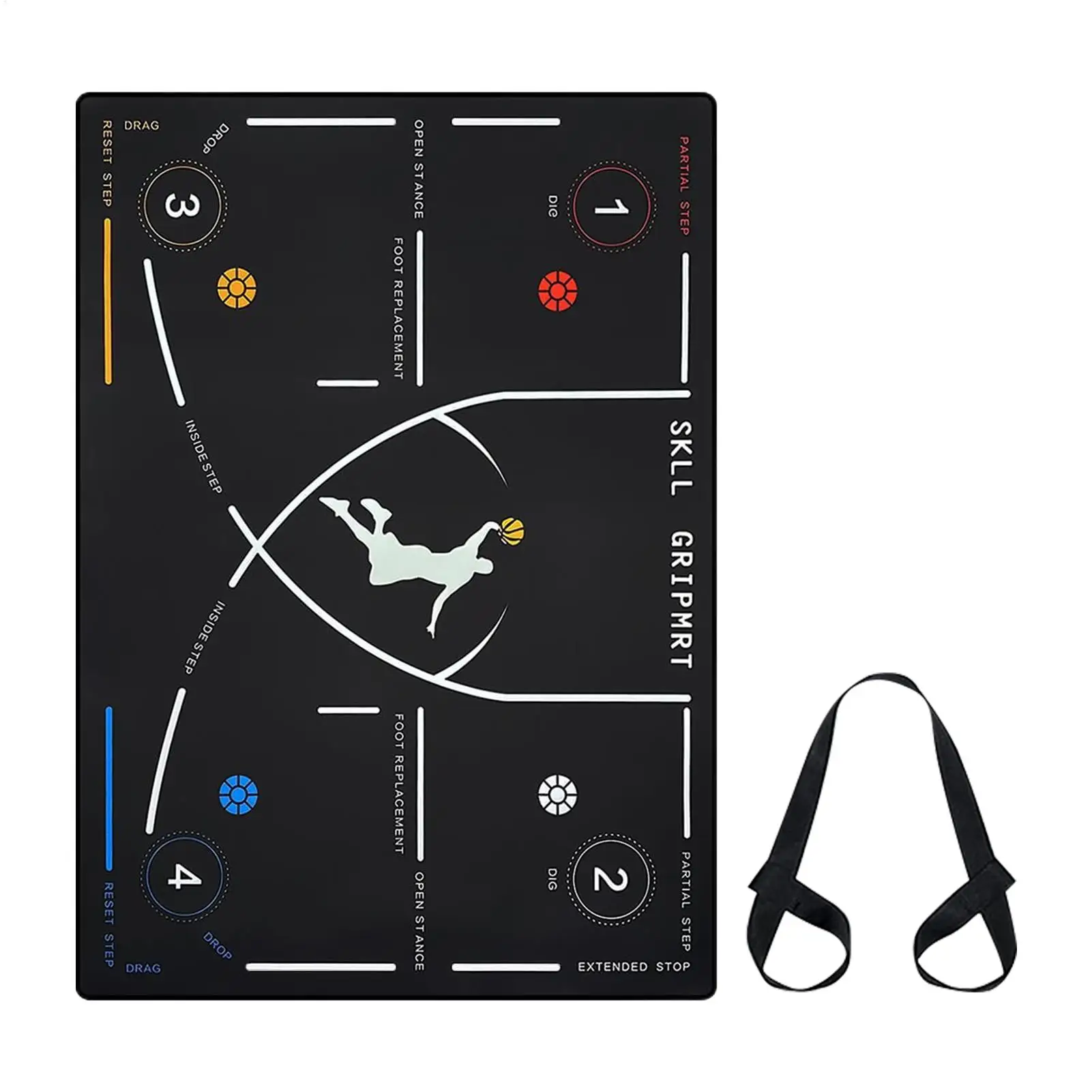 

Portable Basketball Training Mat Non-Slip Agility Ladder & Foot&work Pad Dribbling Drills & Ball Handling Skills Indoor Practice