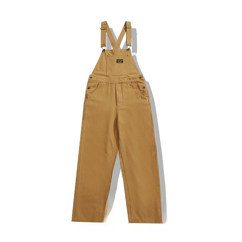 

OKONKWO Canvas Workwear Overalls Men's Casual Trousers Couple Sle Utili Pants High Waist Zipper Fly Long Cotton Jeans