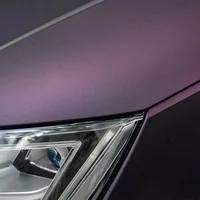 Pegatina de coche púrpura y negro mate, película de vinilo que cambia de Color, envoltura libre de burbujas para mascotas, accesorios para coche, calcomanías autoadhesivas
