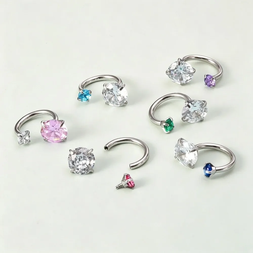 6/9/15pcs Stainless Steel Ear Piercing Jewelry Tool Set Zirconia Minimalist Nose Rings Studs 8/10mm Rhinestone