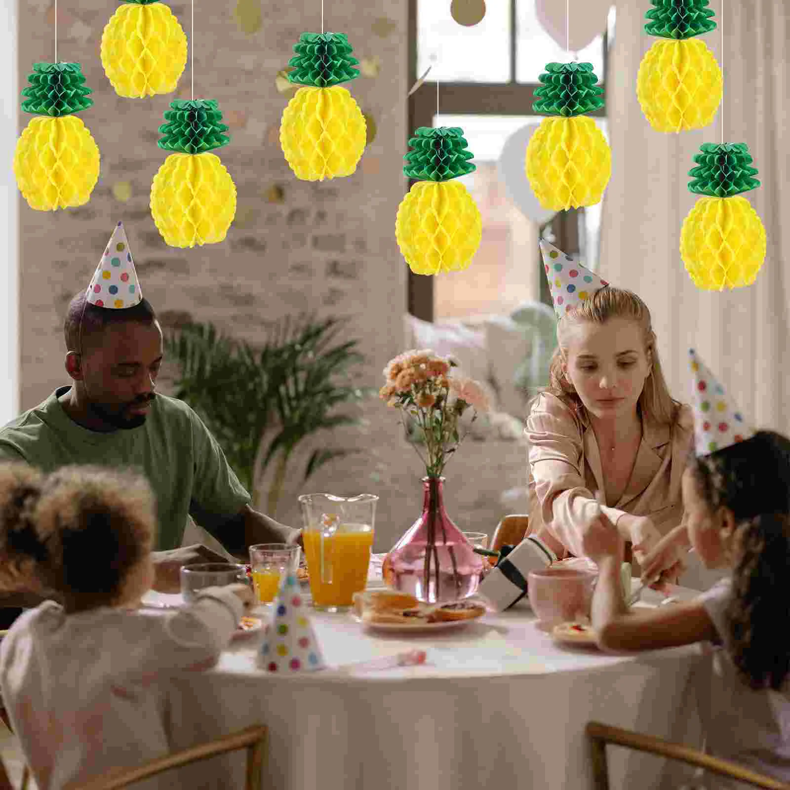 

12 Pcs Paper Honeycomb Fruit Pineapple Table Centerpieces Hanging Ball Ornament Topper