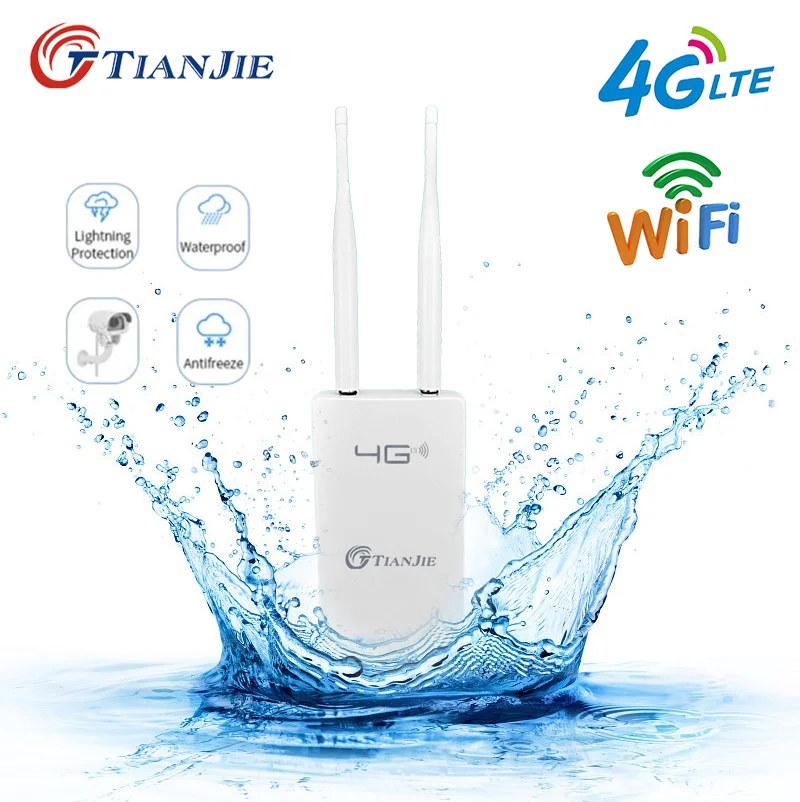 TIANJIE alta velocidad al aire libre 4G LTE inalámbrico AP impermeable desbloqueo tarjeta Sim Wifi enrutador Hotspot CPE LAN/WAN RJ45 puerto Modem