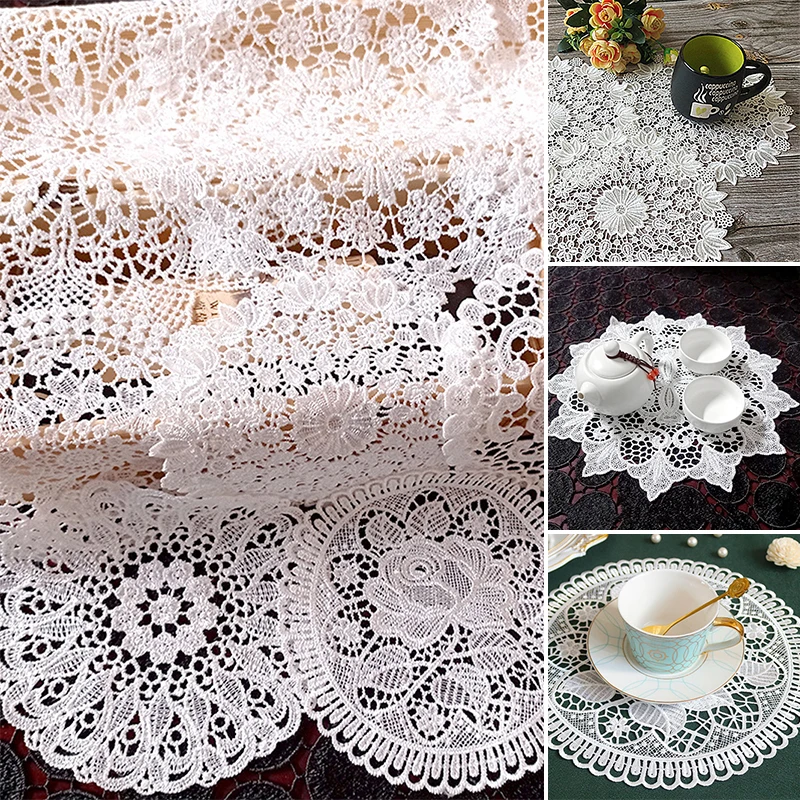 Round Hollow Lace Coaster Plate Bowl Insulation Pad Vintage Embroidery Placemat Coffee Cup Mat Christmas Tablecloth Home Decor