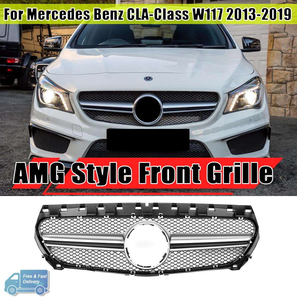 Front Bumper Grille For Mercedes Benz CLA Class W117 2013-2019 Sport Racing Grill GT Style Diamond Facelift ABS Auto Accessories