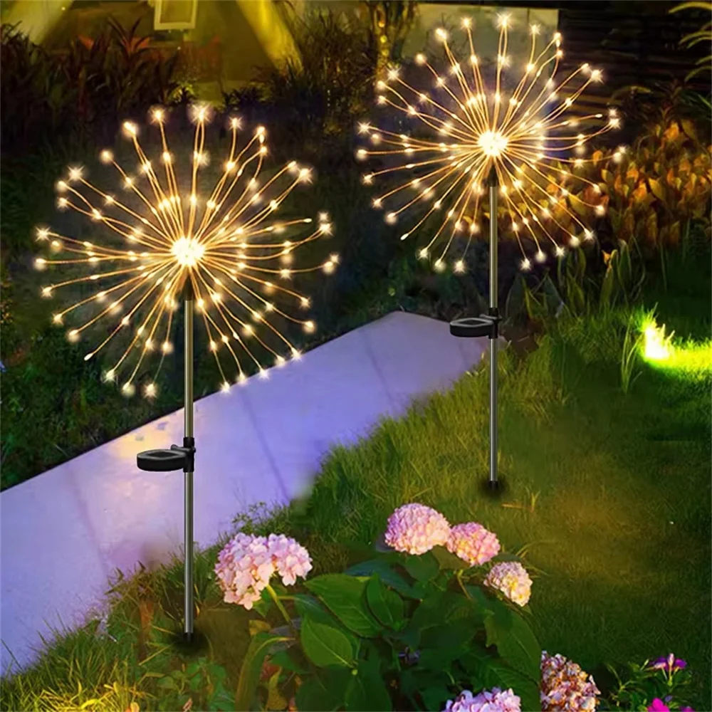 

Solar Lawn Lamp Solar LED Pathway Lights Outdoor Waterproof Garden Decor Firework Fairy For Patio Walkway Yard