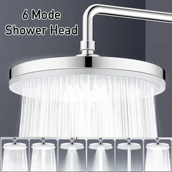 6 Modes Waterfall Shower Head High Pressure Rainfall Overhead Top Rain Showerhead Bathroom 360° Rotation Large Spray Shower Head