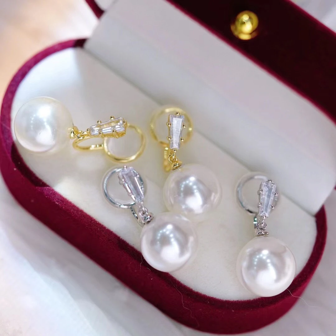 

925 Sterling Silver Earrings Clip Base Findings Mountings Jewelry Mounts Fittings Women's Accessories for 10-11mm Beads