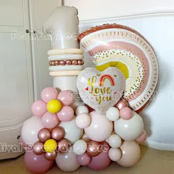 34pcs Groovy Party Dusty Pink Sand White Balloons 40inch Cream Number Balloons Boho Gils Birthday Party Decoration Baby Shower