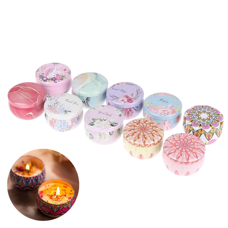 Lata de Metal redonda vacía para velas, contenedores de lata para hacer velas DIY, soporte para especias secas, dulces, fabricación de velas, estuche de almacenamiento