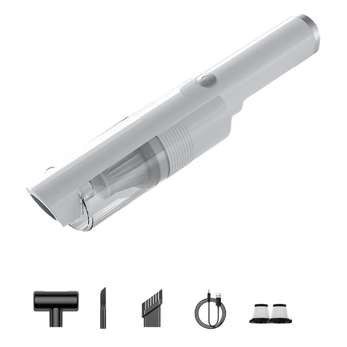Aspirador de pó para carro, carregamento de carro sem fio, mini carro pequeno, limpeza de alta potência, branco