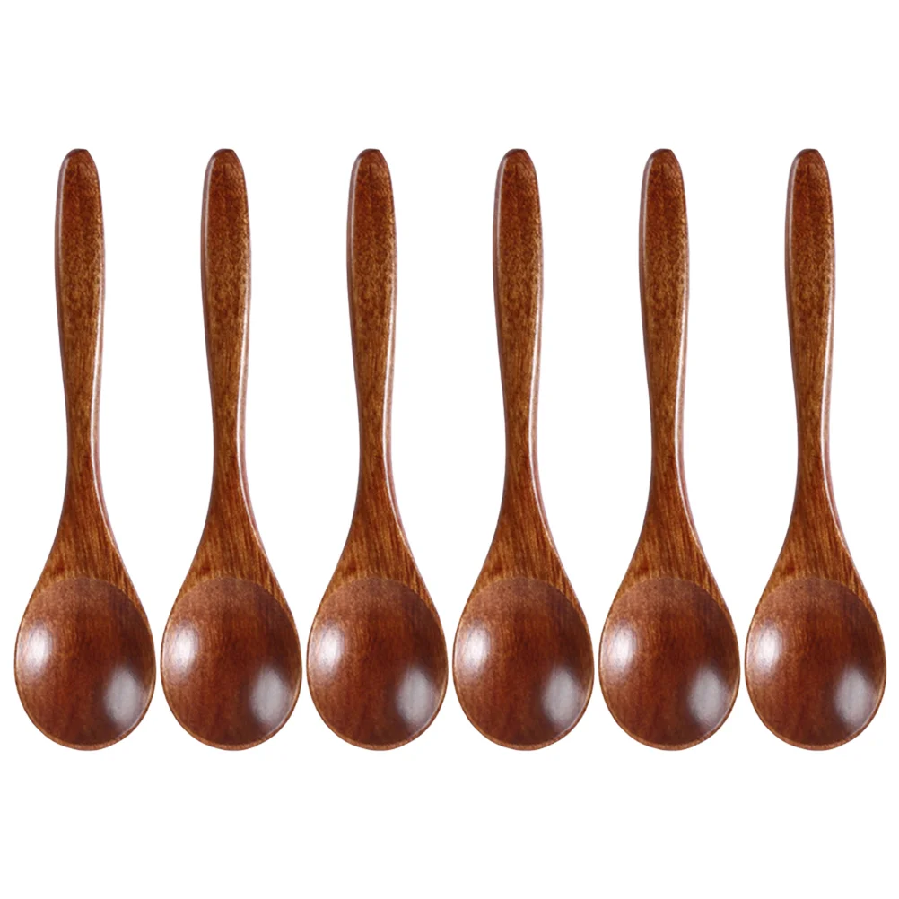 6 Pcs Wood Spoon Kitchen Utensil Coffee Scoop Wooden Spoons Teaspoon Japanese-style Bean