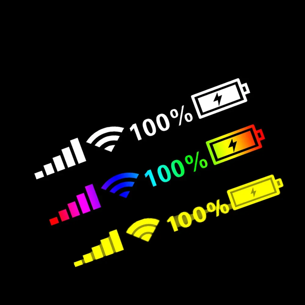 Car Reflective Stickers Wifi Battery Level Signal Decals Decor Car Funny Sticker For Auto Decor Accessories White/Multi-color