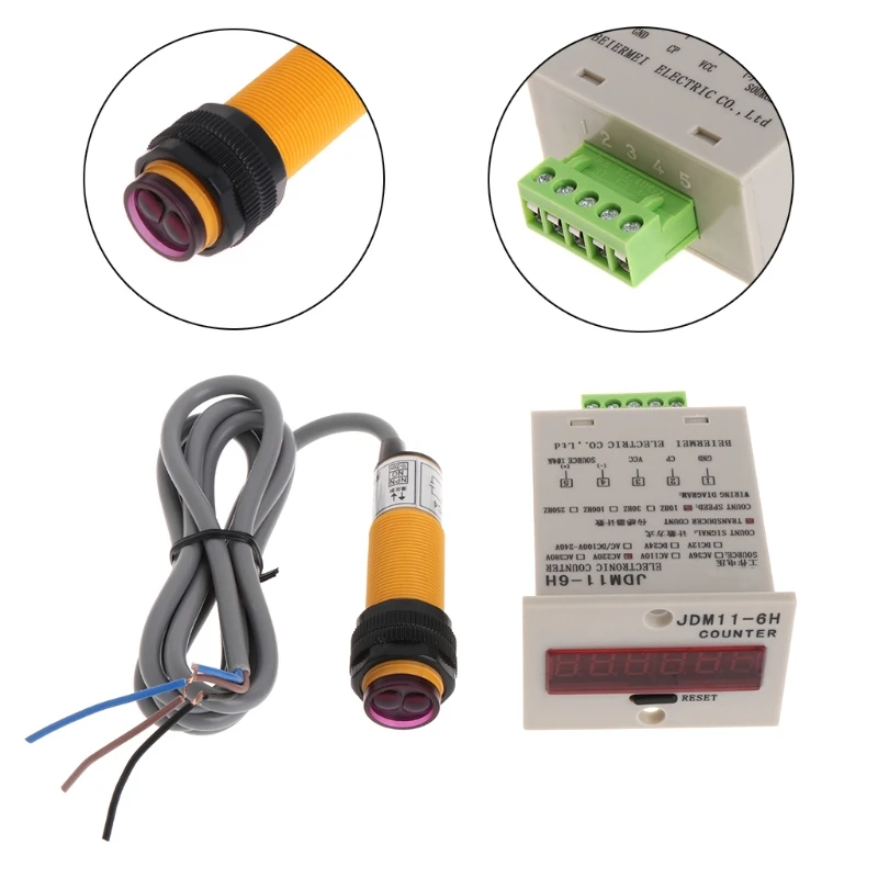 220VAC LED Auto Display Digital Counter 0-999999 6 Digits & Photoelectric Suitable for Industrial Durable