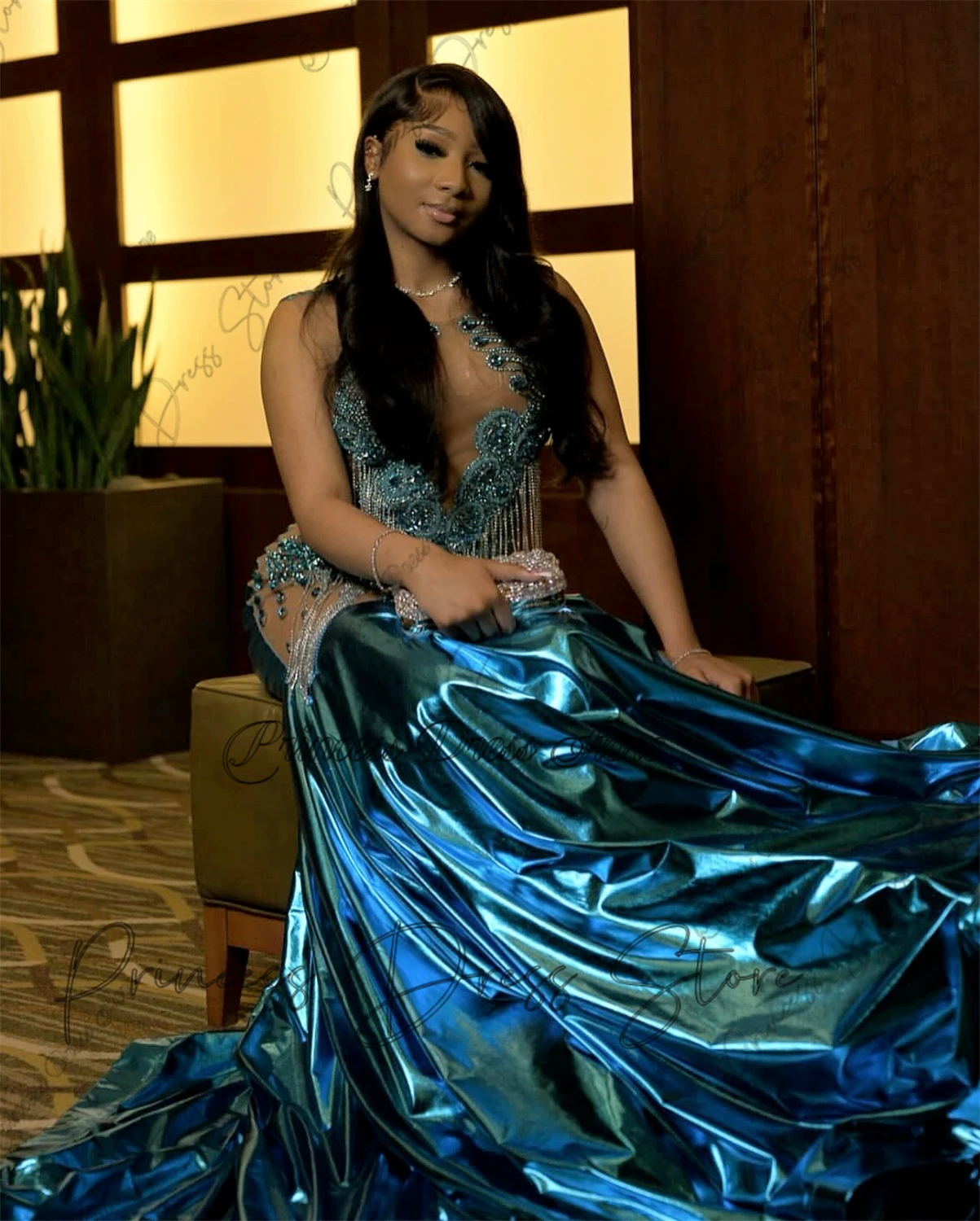 Luxe Kwastje Pailletten Kant Galajurk Aangepaste Zeemeermin Lange Bruiloft Jurk Lange Afrikaanse Aso Ebi Kristallen Robe De Soiree