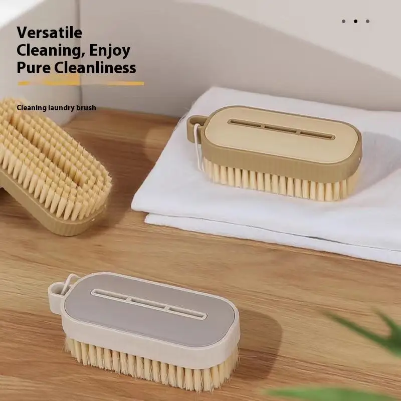 Cepillo de limpieza con mango de plástico multifuncional portátil, cerdas suaves, ropa de lavandería, zapatos, cepillo de fregado para el hogar