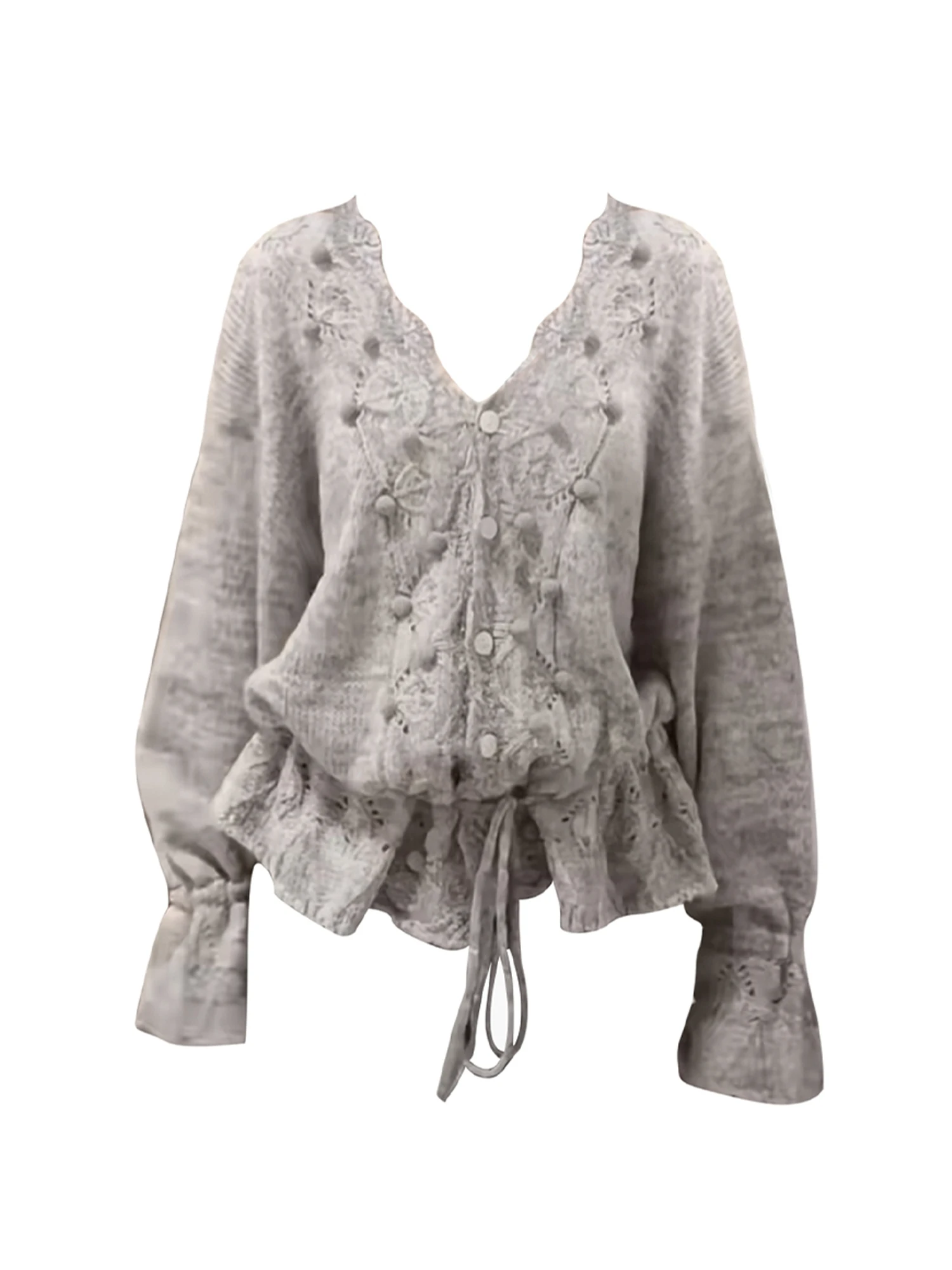 

Женский вязаный кардиган с v-образным вырезом, винтажный джемпер, вязаный кашемировый свитер с длинными рукавами для женщин, осенне-зимняя одежда 2000-х годов, 2025