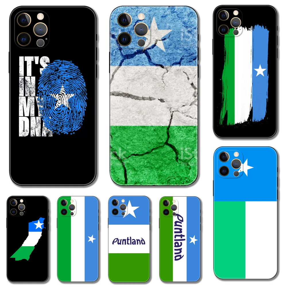 Puntland State Somali Flag ，phone case for iphone，14 2020se 6 6s 7 8 plus x 10 XR XS 11 12 13 mini pro MAX black tpu back cover