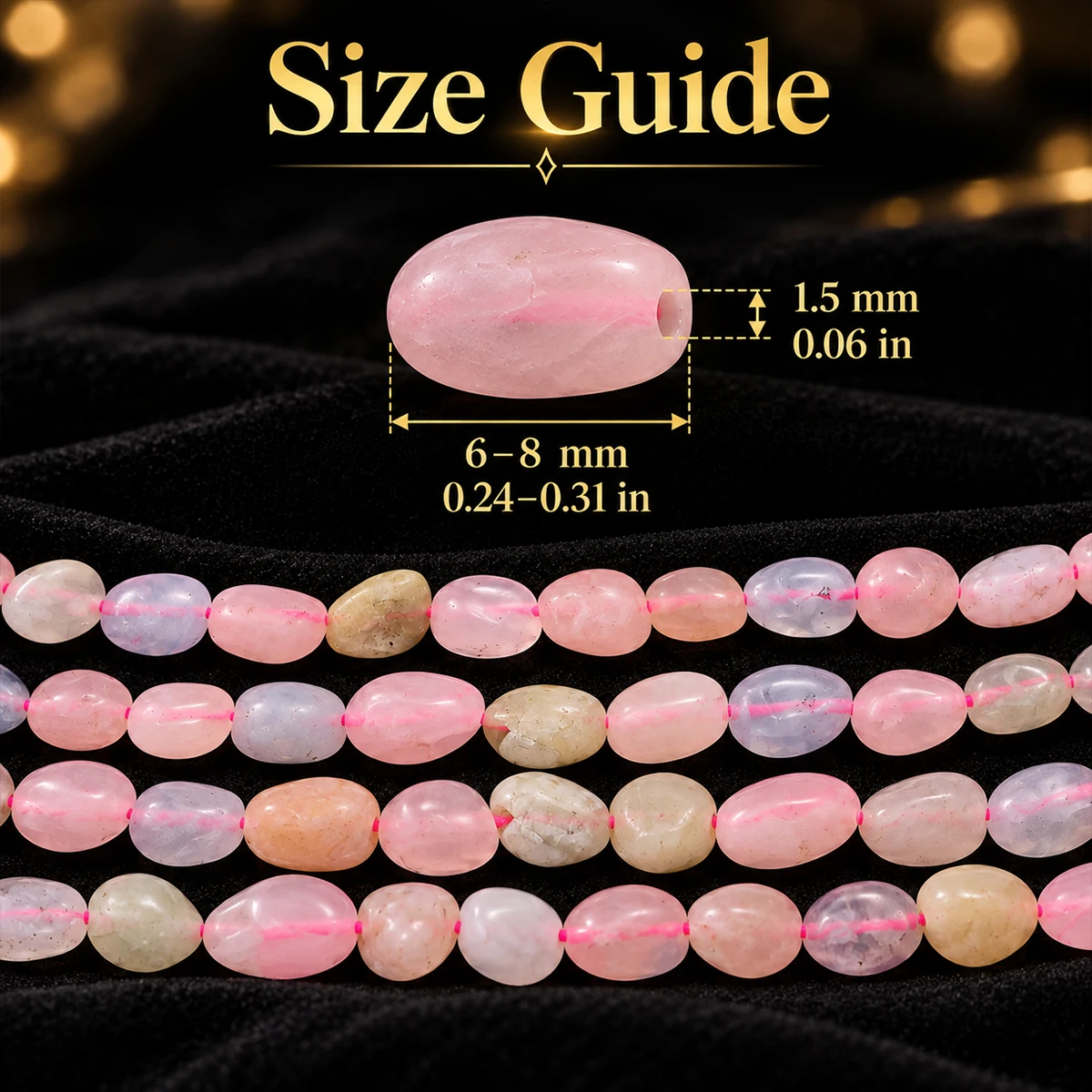 6-8mm About 23-26pcs Natural Multi Color Morganite Irregular Nugget Beads Stone Beads For Bracelet Necklace DIY Jewelry Marking