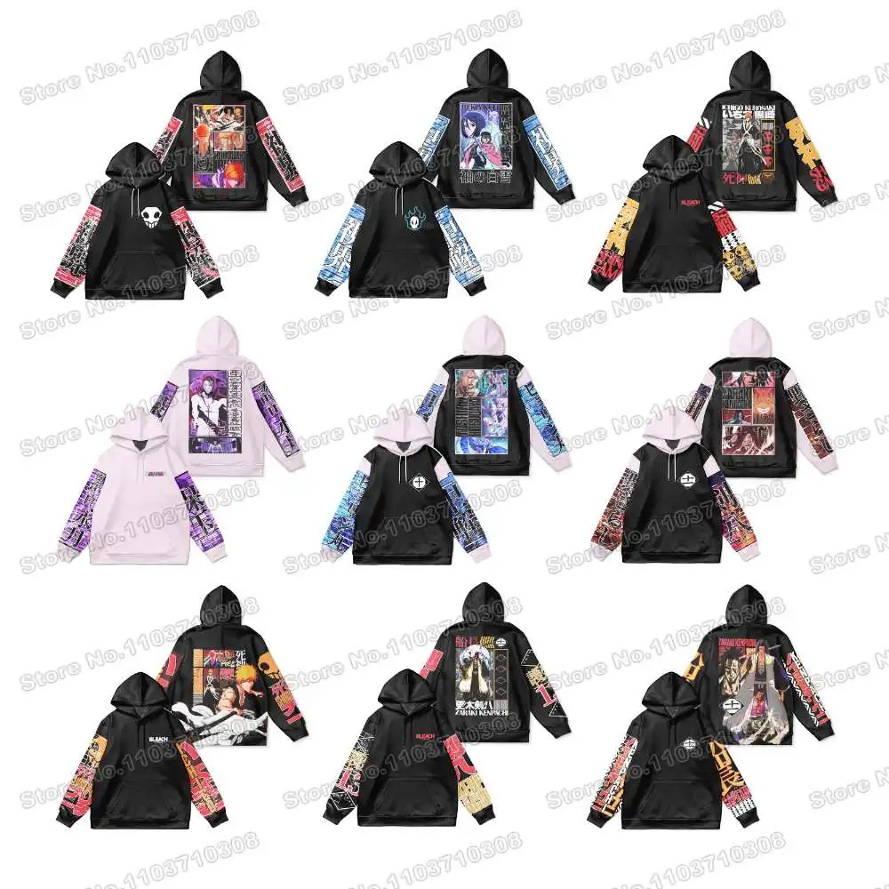 Cartoon Warm Sportswear  Bleachs gym Anime Fishing Camping  Men's Streetwear Hoodie Harajuku Autumn Winter Streetwear Clothe