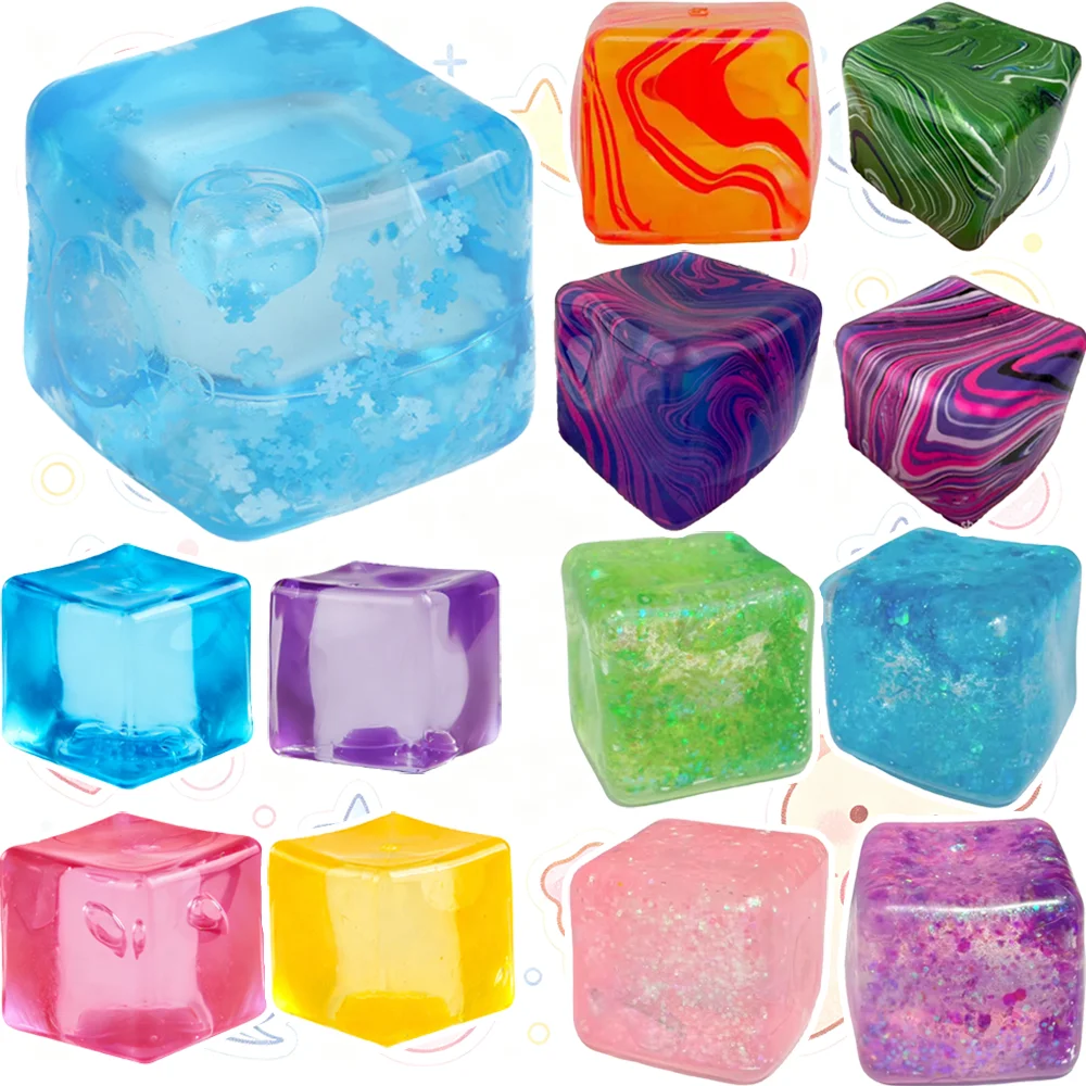 Jouet anti-stress en cube de maltose scintillant, petits glaçons de décompression à rebond lent