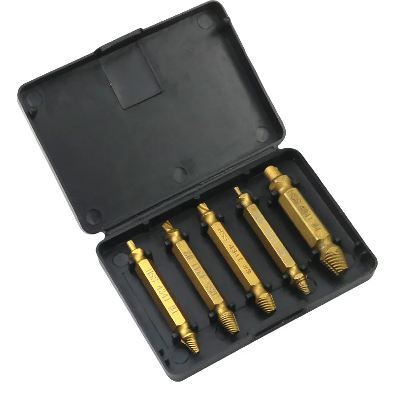 

5PCS Damaged Screw Extractor Drill Bit Set Stripped Broken Screw Bolt Remover Extractor Easily Take Out Demolition Tools