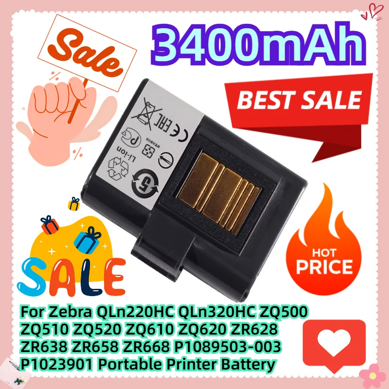 

For Zebra QLn220HC QLn320HC ZQ500 ZQ510 ZQ520 ZQ610 ZQ620 ZR628 ZR638 ZR658 ZR668 P1089503-003 P1023901 Portable Printer Battery