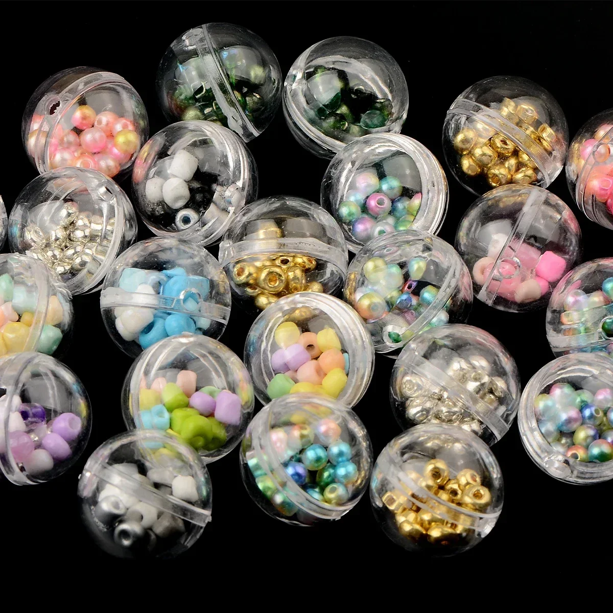 4pcs Transparent Ball Mini Mixed Acrylic Beads for Jewelry Making DIY Bracelet Phone Pen Bag Chain Beaded Decors Accessories