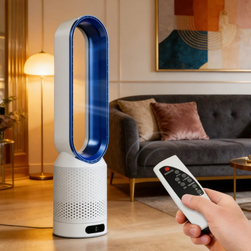 2026 Blattloser Luftreinigungsventilator mit 8 Windstufen 90 °   Oszillierender, leiser Turmventilator mit Timer und Fernbedienung für Wohnheim, Schlafzimmer, Büro