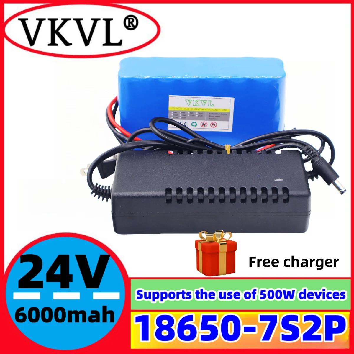 

Air fast transportation18650 lithium battery pack 24V29.4V battery7S2P6AH suitable for 250-2000W motor new full capacity+charger