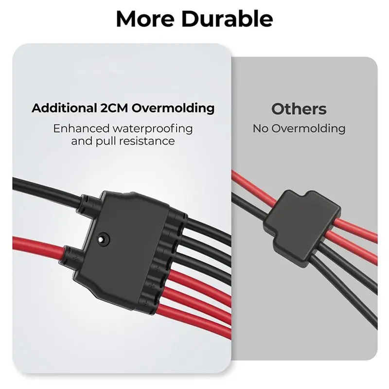 ABZC 2X Solar Parallel Connectors, 10AWG Y Branch Adapter Cable, Waterproof PV Connector for 2-3 Panels, 1000V DC