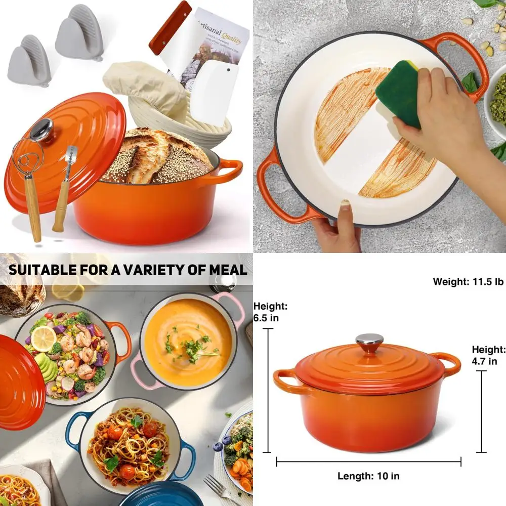 

Эмалированная чугунная печь для хлеба с корзиной для расстойки — прочная посуда для выпечки, принадлежностей для выпечки хлеба и инструментов для выпечки