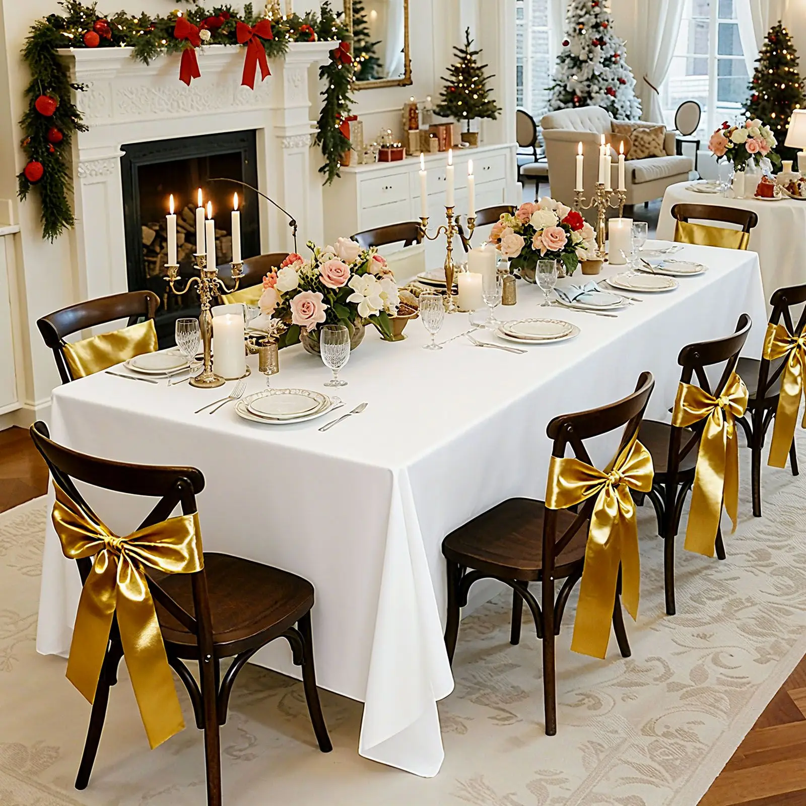 White Tablecloths for Rectangle Tables, 6 Pack, 60 x 102 Inches, Reusable and Machine Washable Table Clothes, Wrinkle-Resistant