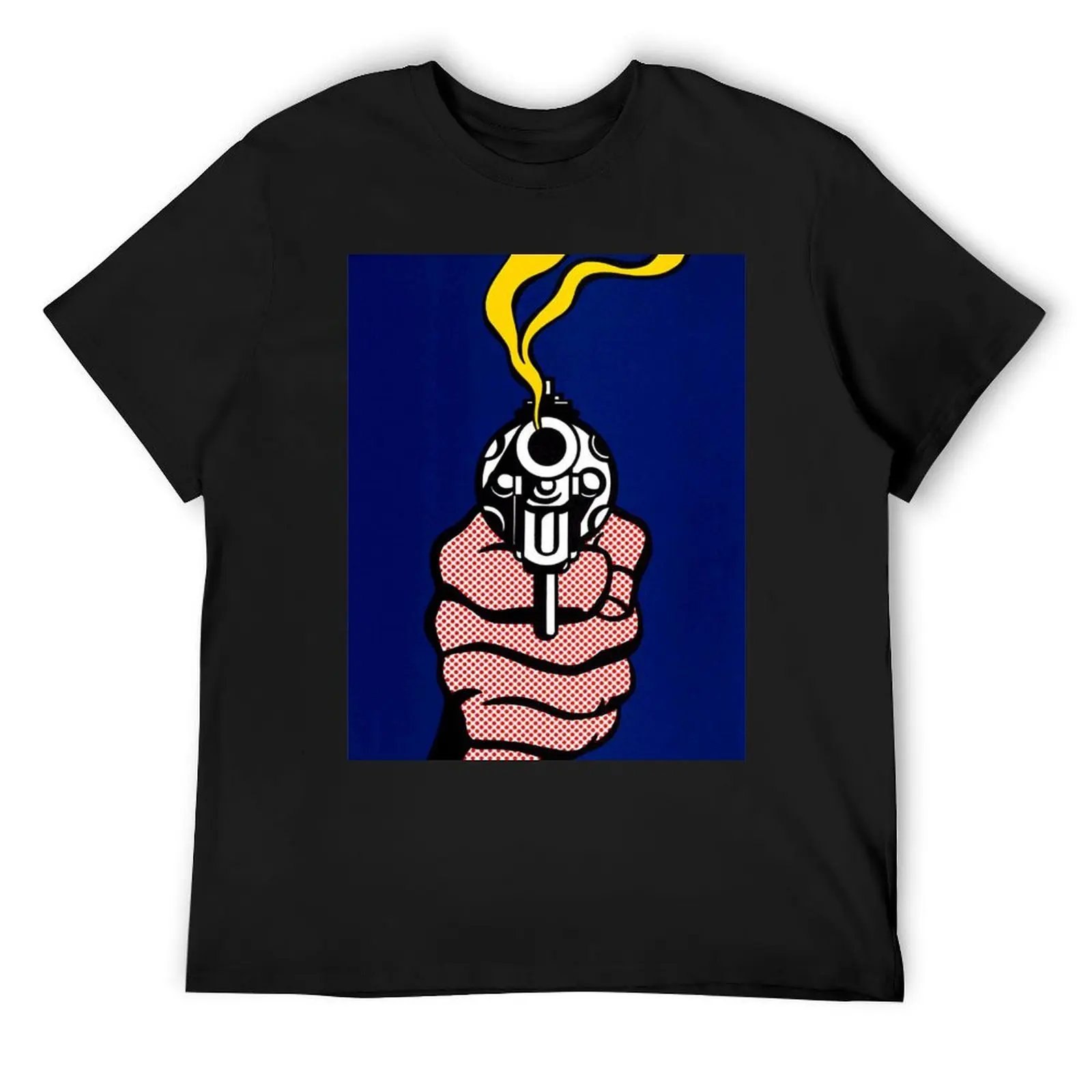 The Gun in America, by Roy Lichtenstein T-Shirt customs oversizeds summer tops clothing for men