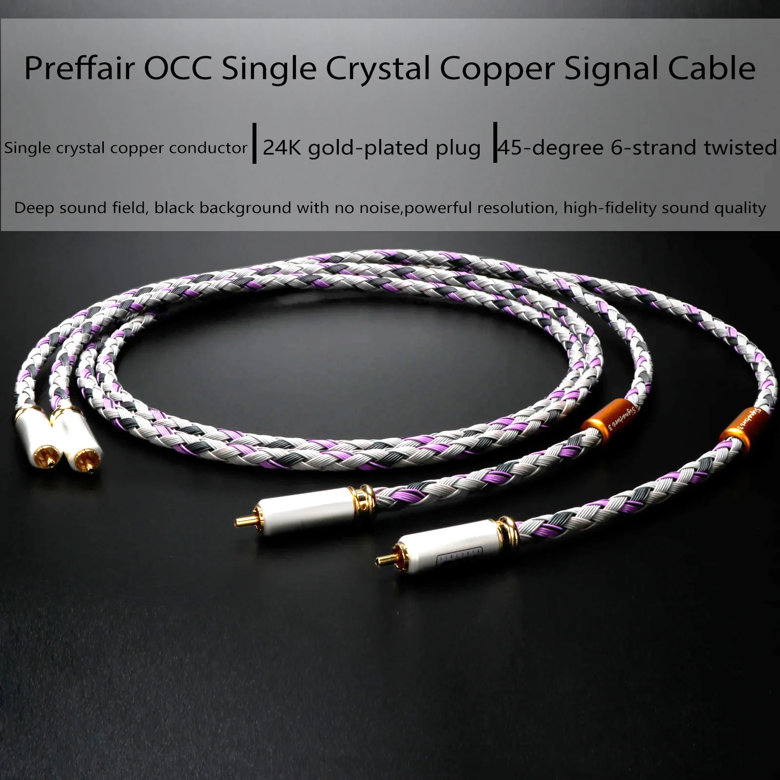 2RCA to 2 RCA Male to Male OCC Audio Cable 24K Gold-Plated Lotus Connector  Plug for Home Theater DVD TV Amplifier CD Soundbox