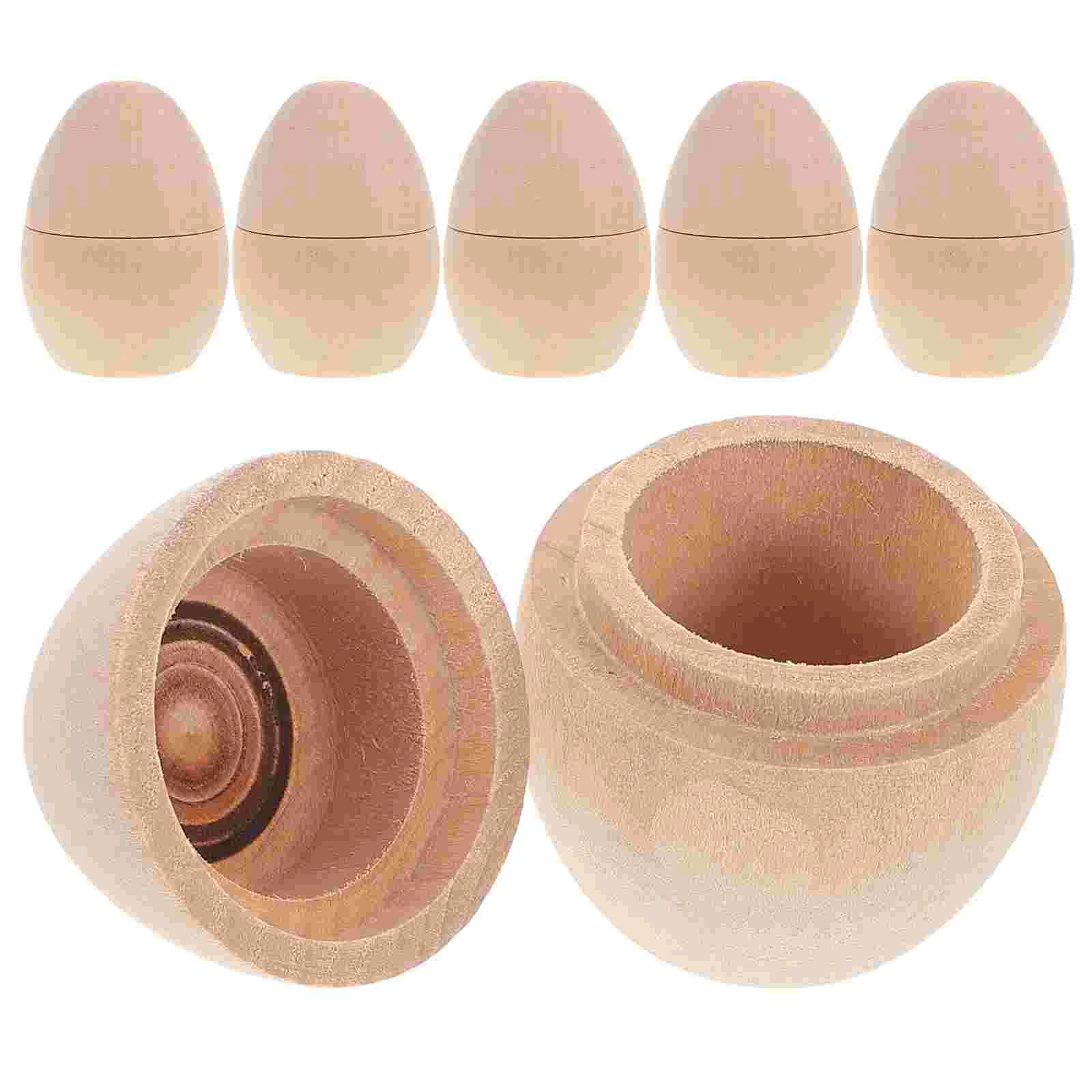 

6 Pcs Handmade Graffiti Eggs Easter Table Centerpiece Craft Decor Wood Unfinished Artificial DIY Painted Painting