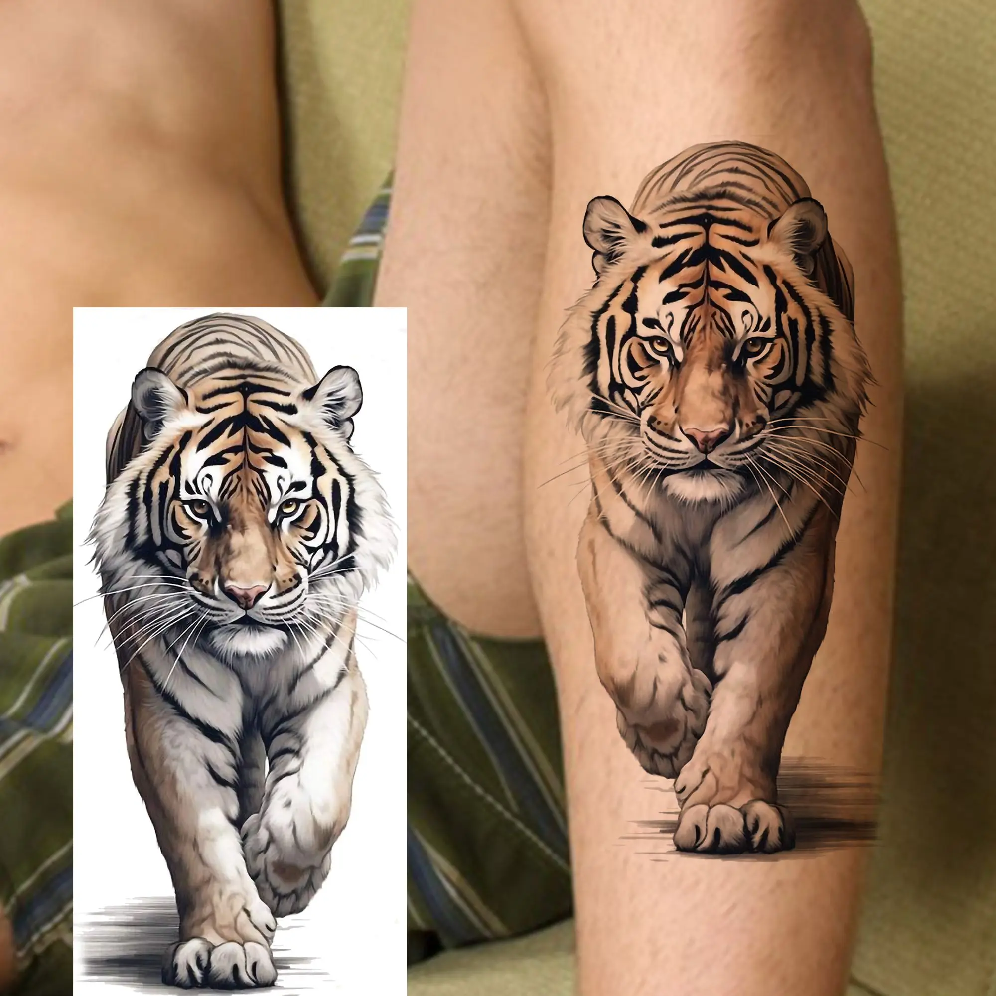 1 Sheet Trendy Cool Tiger Wolf Eagle Temporary Tattoos For Men Women Waterproof Realistic Animals Fake Tattoo Sticker Last Long view 2