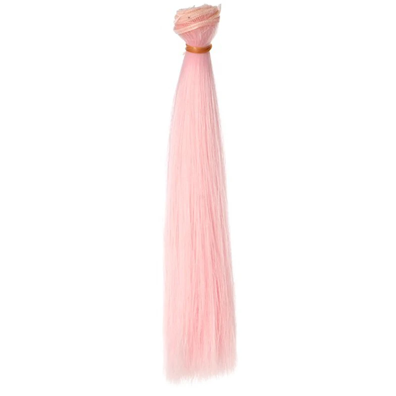 high temperature bjd hair 25cm black pink brown white grey color long straight wig hair for handmade fabric art doll accessory