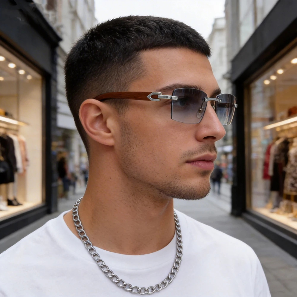 Fashion Men's Frameless Sunglasses Retro Square Frameless Glasses Ideal for Women's Travel Parties Beach Glasses Gifts