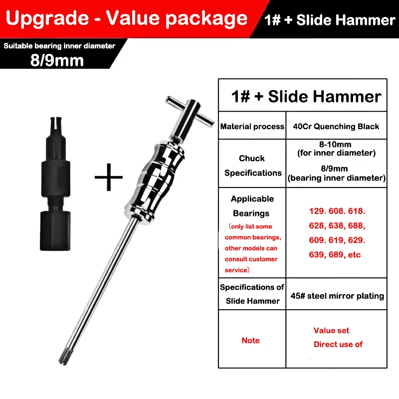 Upgrade 1 Set Bearing Puller Remover Slide Hammer  8-32mm Blind Hole + 45# Steel Mirror Plating Slide Hammer