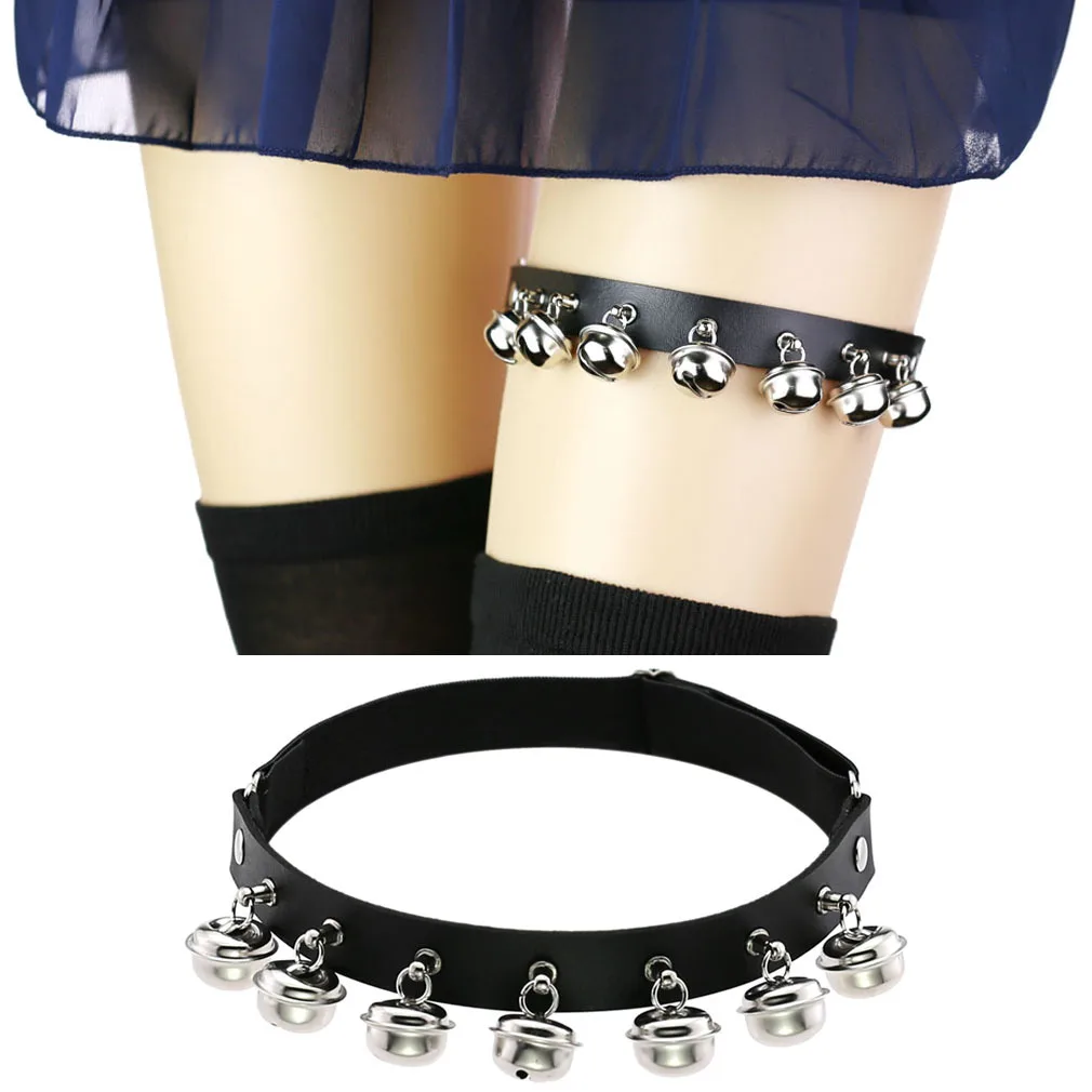 Individuality Exaggerate Gothic Punk Originality Rock and roll  Hip hop Small bell Cortex Garters Elastic force Elastic leg ring