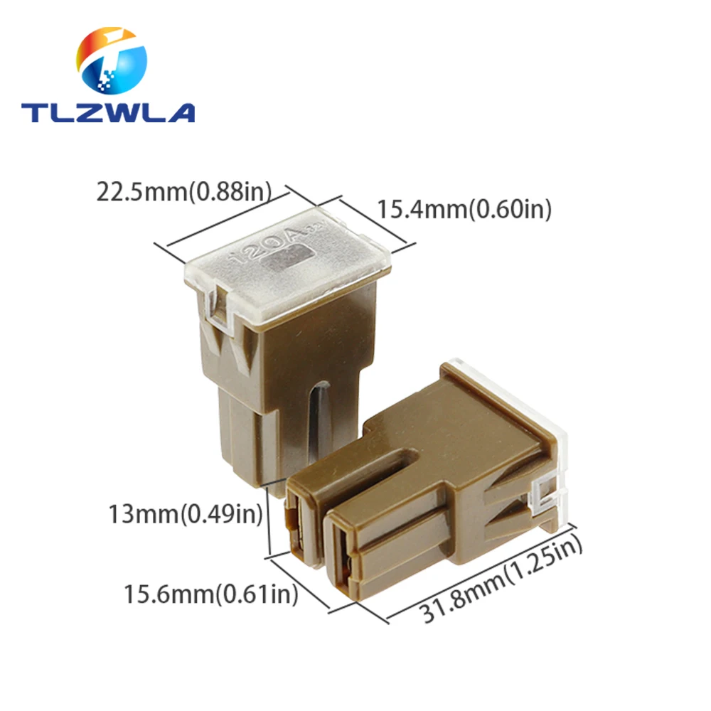 1PCS Automotive Car Truck Van Square Fuse 32V DC Long Foot Female Fuse 20A 30A 40A 50A 60A 70A 80A 90A 100A 120A