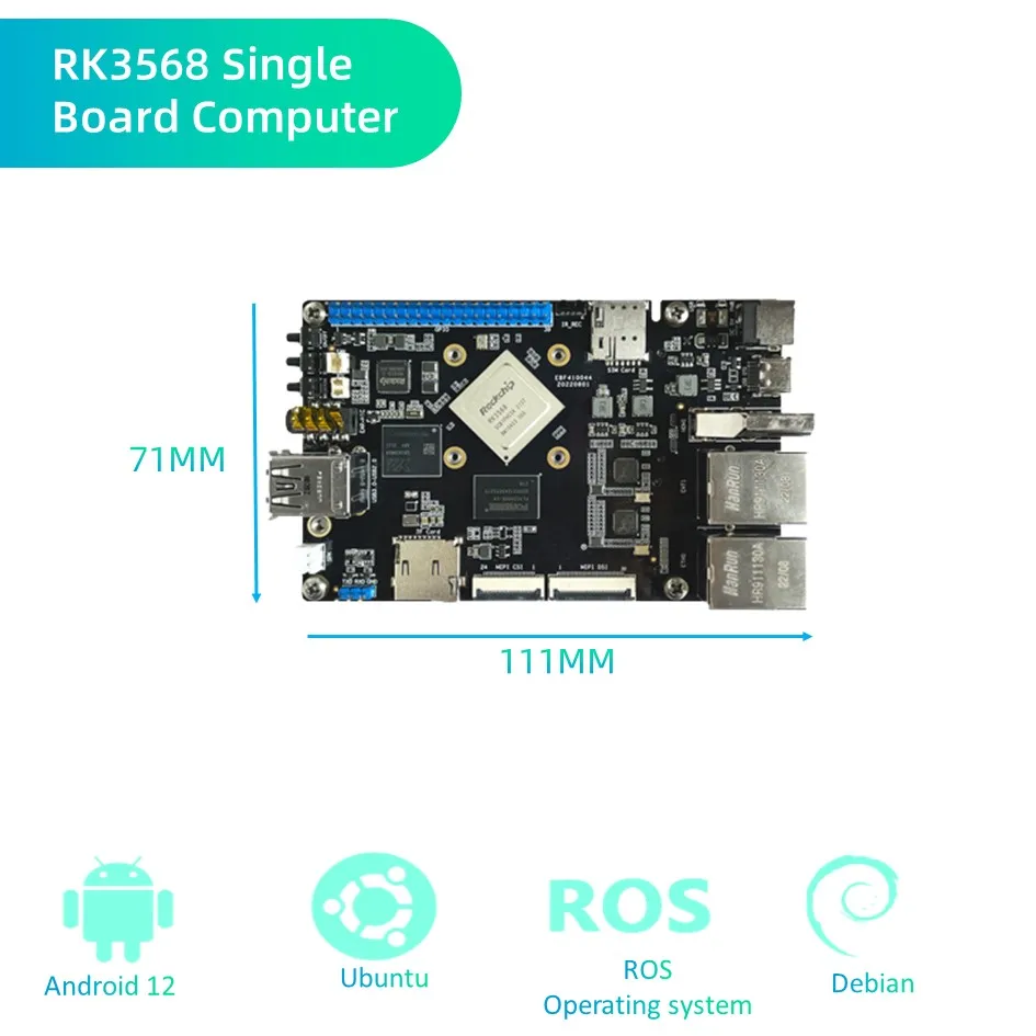 RK3568 Linux Board 1TOPS NPU Nas Moederbord Dual Ethernet PC Mini Diy Elektronische Kit Dual Display Gratis SDK Open source